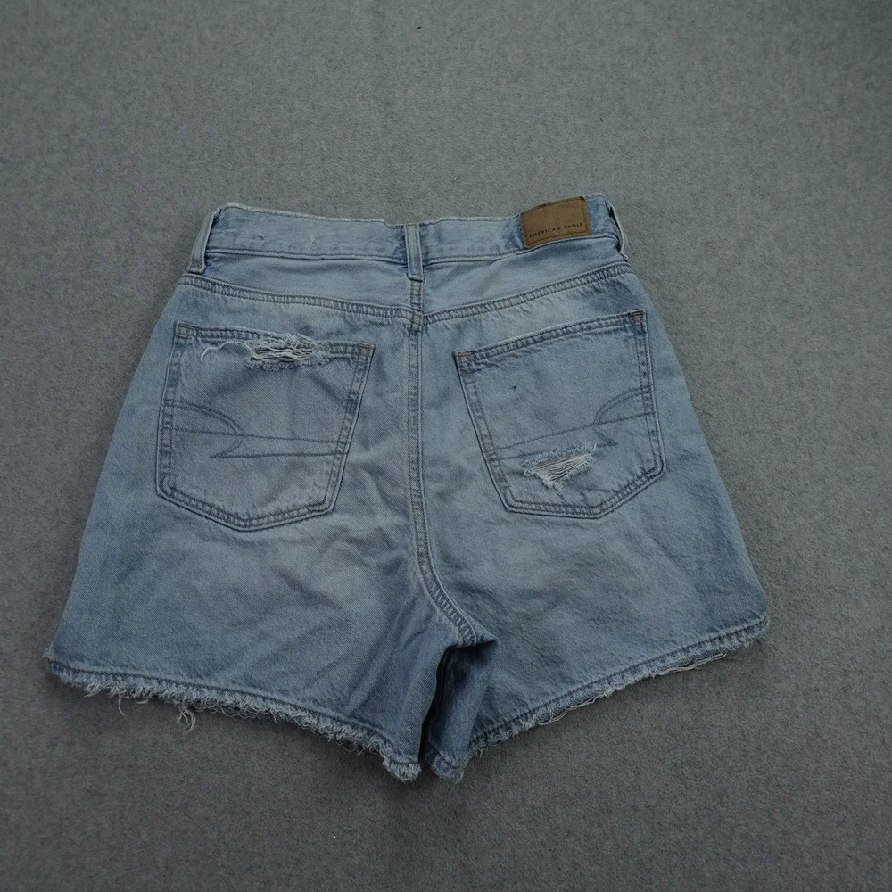 American Eagle Shorts Womens 0 Blue Highest‎ Rise Baggy Distressed Denim